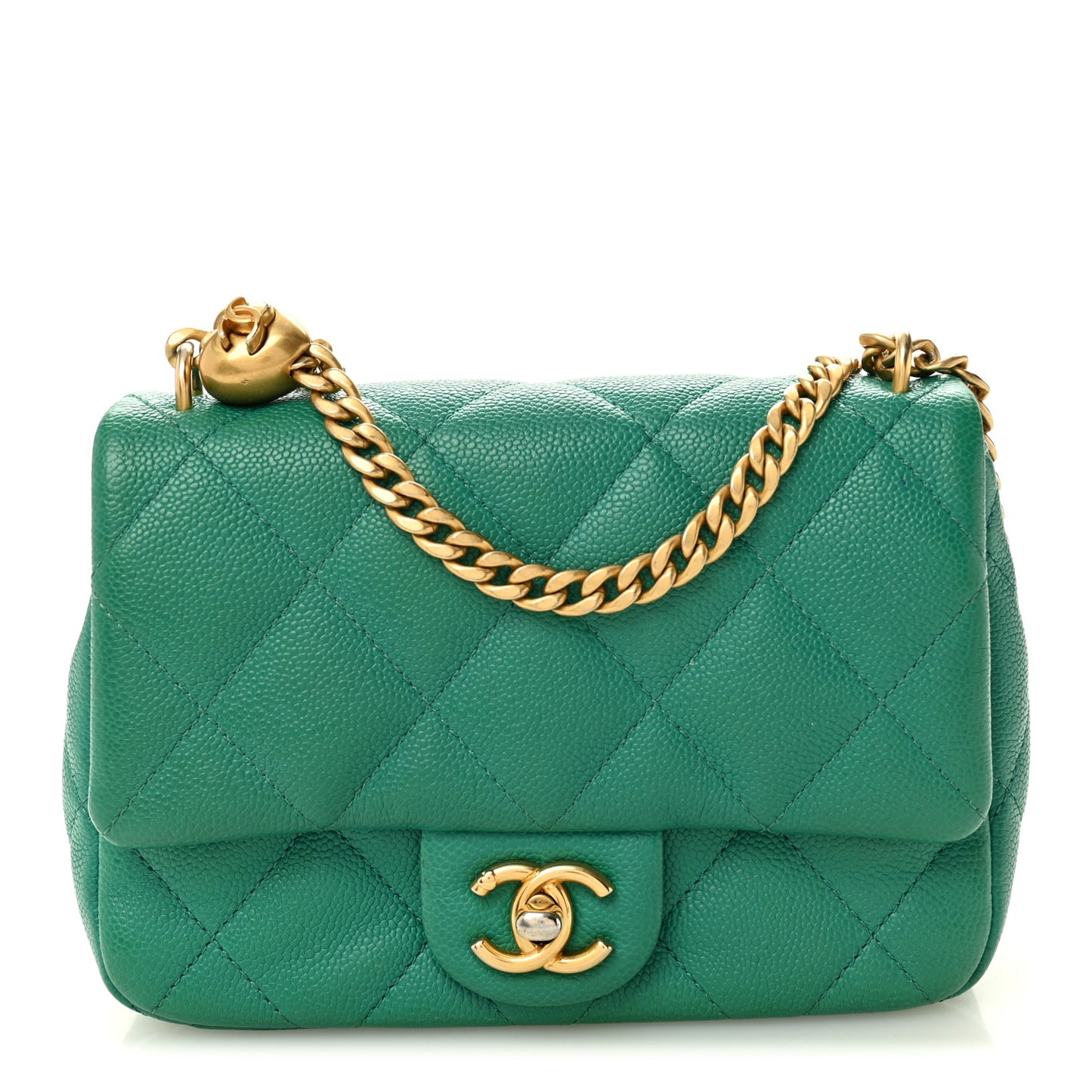 Caviar Quilted Sweetheart Flap Green