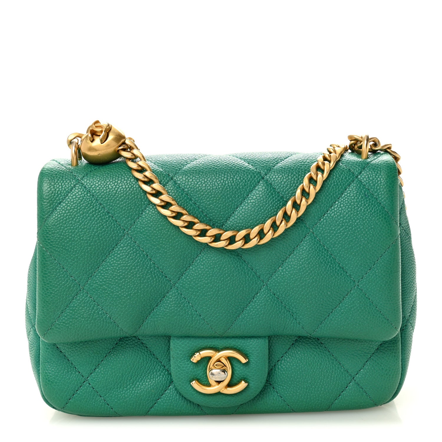 Chanel Caviar Quilted Sweetheart Flap Green 1 of 10