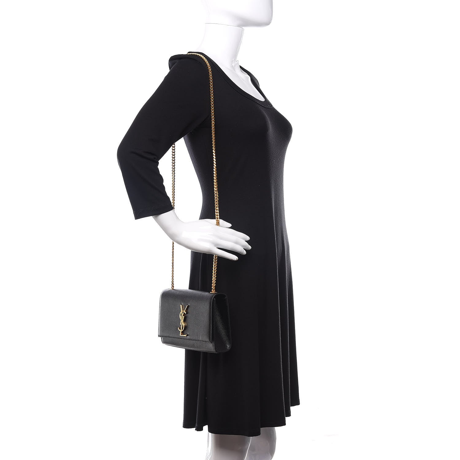 Saint Laurent Grain De Poudre Small Monogram Kate Satchel Black 2 of 9