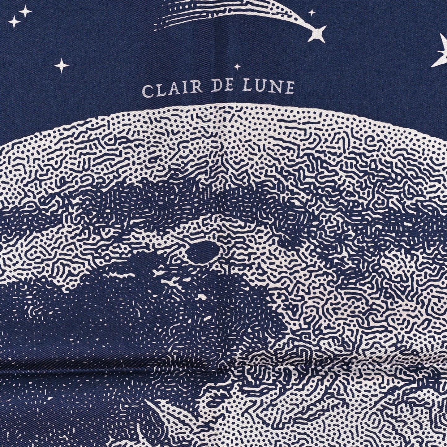 Silk Clair De Lune Double Face Scarf 90 Marine White Beige