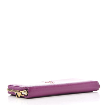 Saint Laurent Calfskin Studded Belle de Jour Zip Around Wallet Purple 4 of 6
