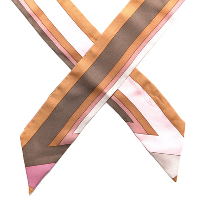 Hermes Silk La Rose Des Vents Twilly Camel Saumon Violine 3 of 3