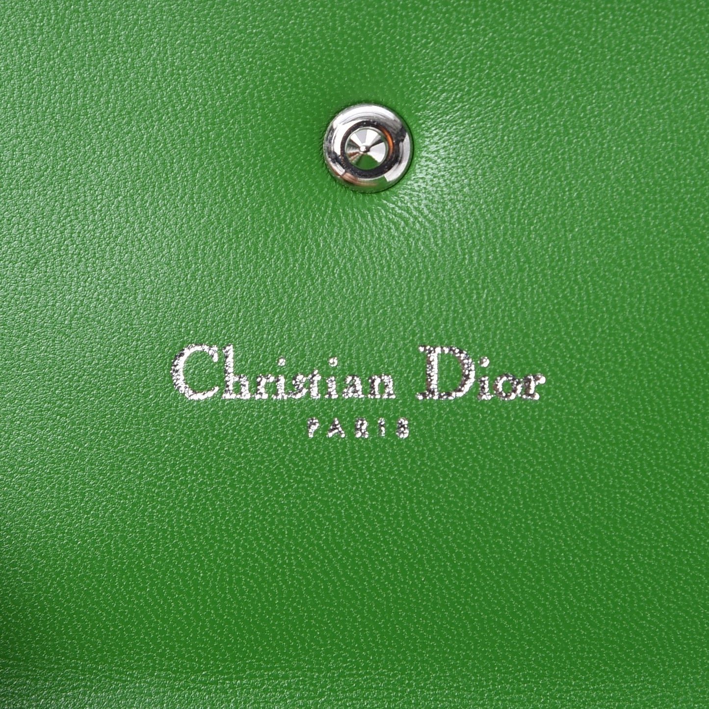 Grained Calfskin Cannage Diorama Elancee Wallet Green