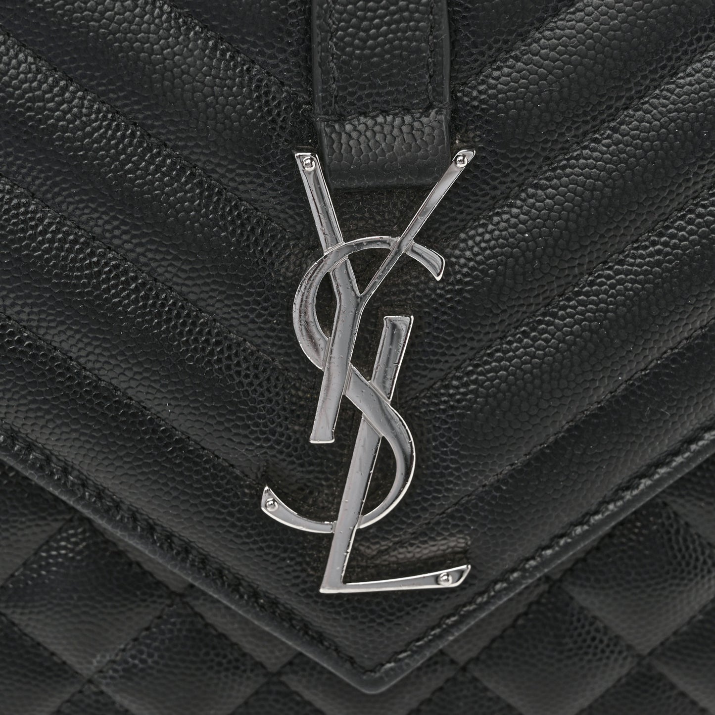 Grain De Poudre Textured Mixed Matelasse Triquilt Medium Monogram Satchel Black