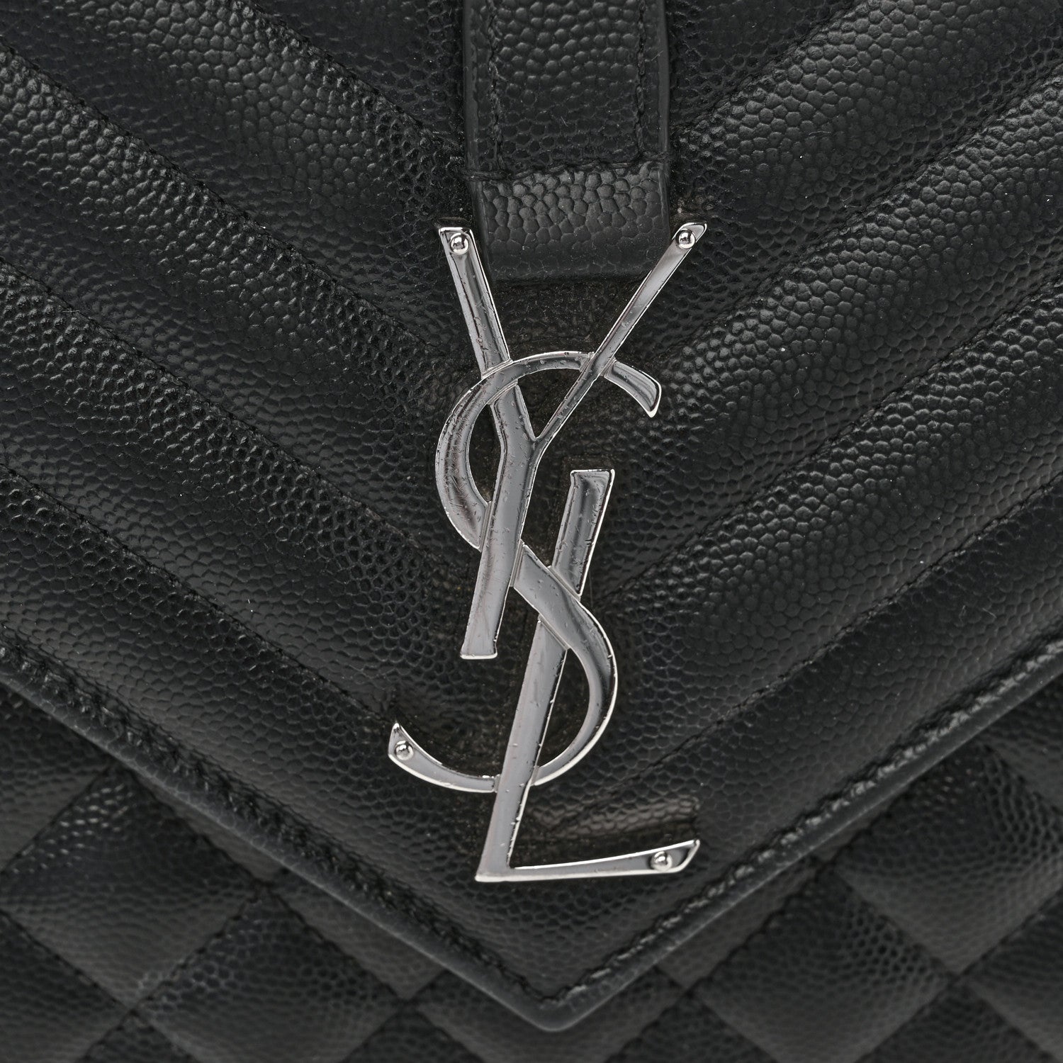 Saint Laurent Grain De Poudre Textured Mixed Matelasse Triquilt Medium Monogram Satchel Black 14 of 14