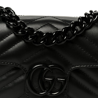 Gucci Calfskin Matelasse Monochrome GG Marmont Chain Belt Bag Black 8 of 11