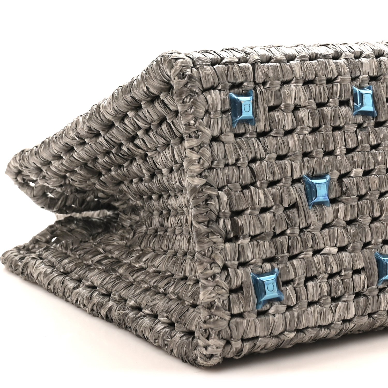 Salvatore Ferragamo Raffia Medium The Studio Box Bag Silver 9 of 10