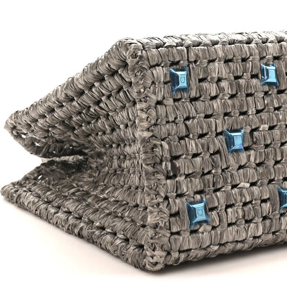 Salvatore Ferragamo Raffia Medium The Studio Box Bag Silver 9 of 10