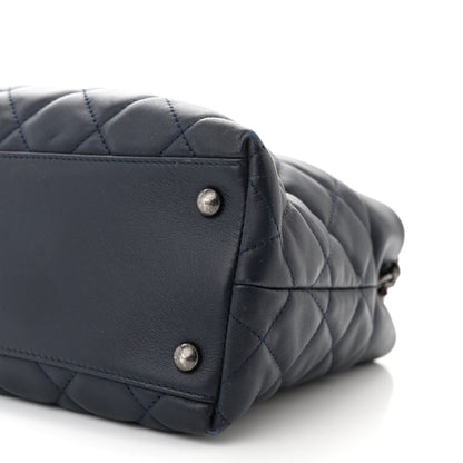 Chanel Calfskin Tweed Quilted Small Tote Navy Multicolor 10 of 12