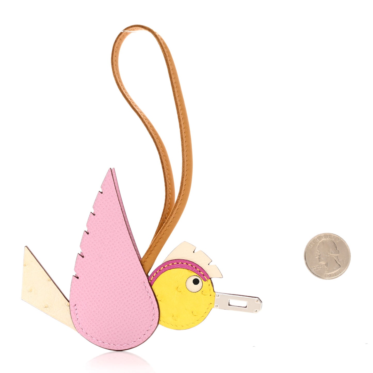 Ostrich Epsom Swift Birdy Bag Charm Mauve Sylvestre