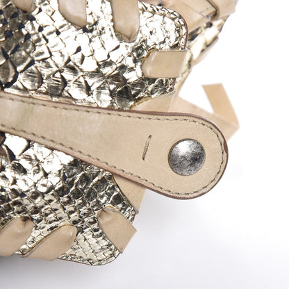 Chloe Metallic Python Calfskin Silverado Shoulder Bag Silver Beige 11 of 14