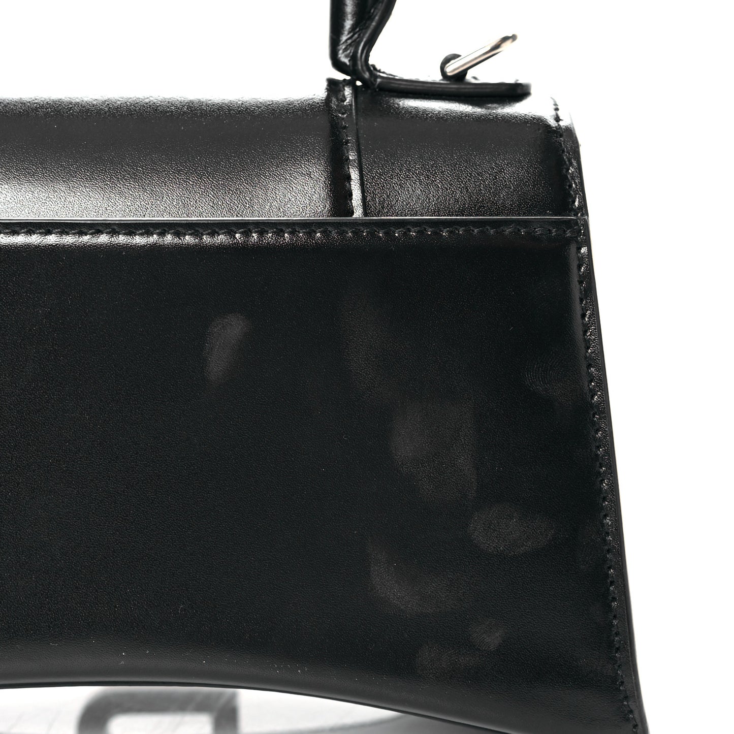 Box Calfskin Graffiti Logo Hourglass Top Handle Bag XS Black Silver