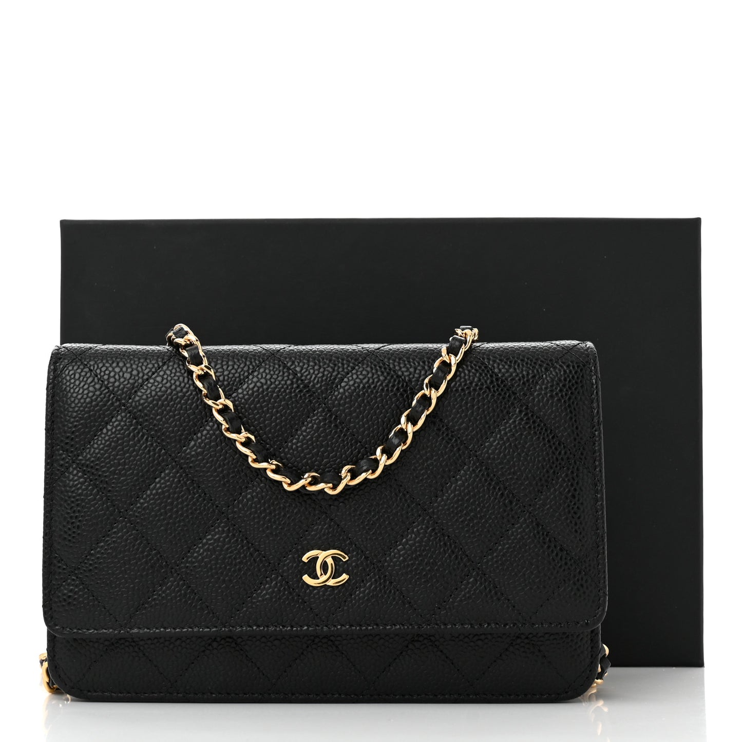Caviar Quilted Wallet On Chain WOC Black