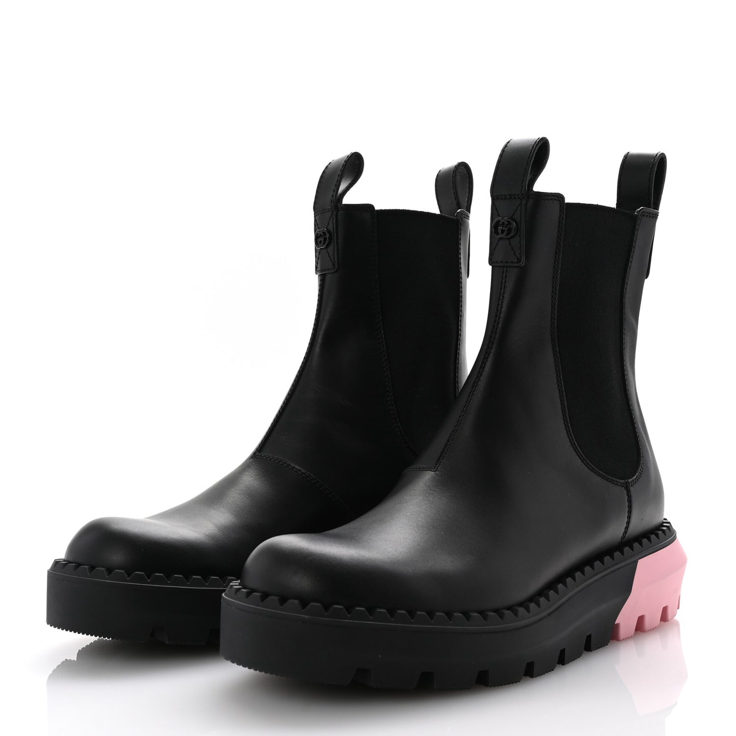 Calfskin Interlocking G Bicolor Chelsea Ankle Boots 39 Black Pink