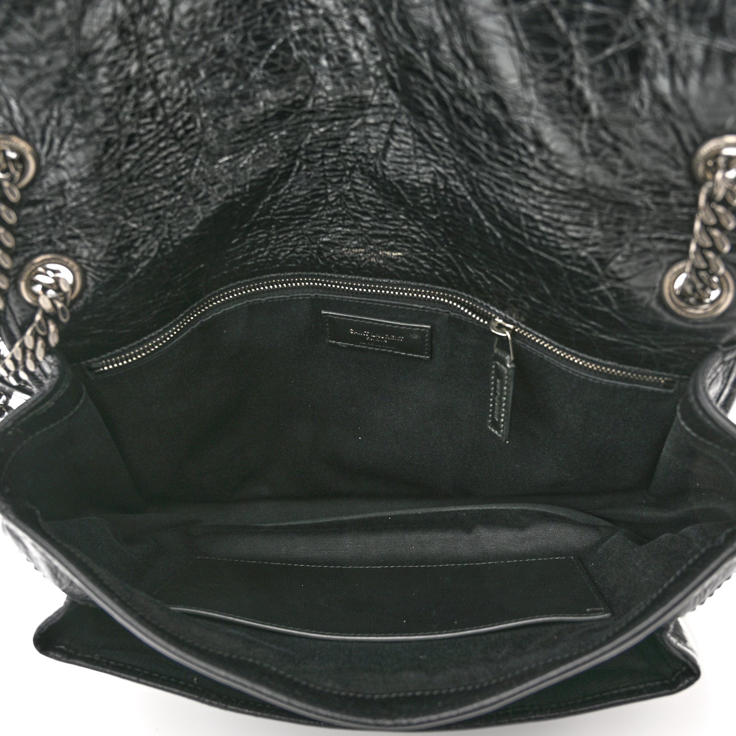 Saint Laurent Crinkled Calfskin Matelasse Monogram Large Niki Chain Satchel Black 5 of 10