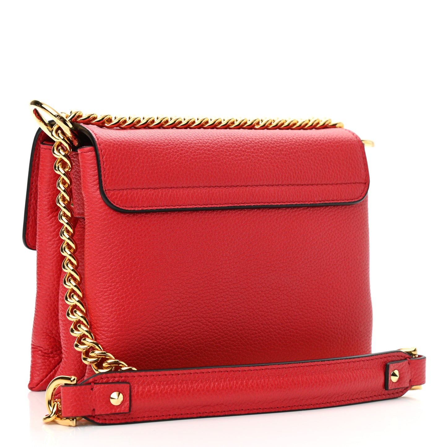 Calfskin Small Twin Skull Chain Crossbody Red