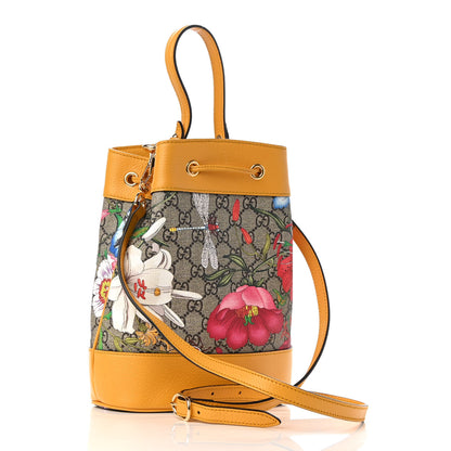 Gucci GG Supreme Monogram Flora Small Ophidia Bucket Bag Beige Multicolor Crop 3 of 8