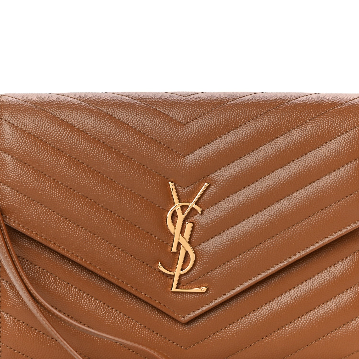 Saint Laurent Grain De Poudre Matelasse Chevron Monogram Cassandre Flap Pouch Natural Dark 8 of 11