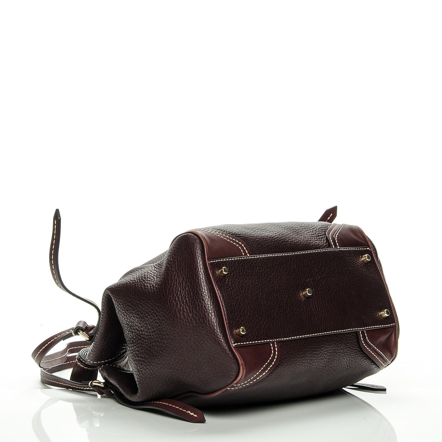 Burberry Calfskin Saddle Stitch Small Canterbury Tote Burgundy 4 of 13