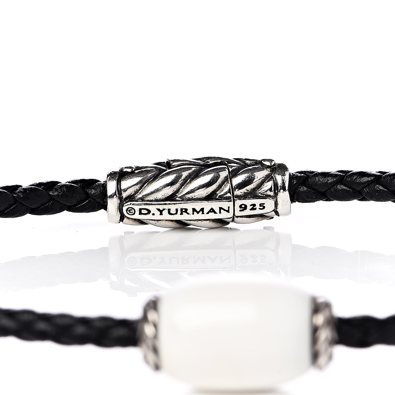 David Yurman Sterling Silver Leather White Agate Wrap Bracelet 4 of 5