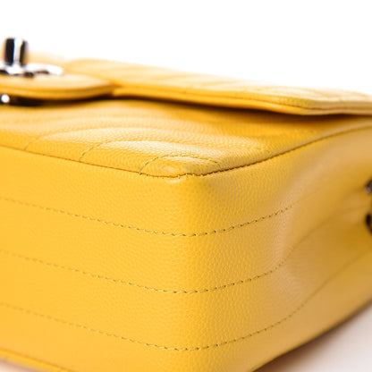 Chanel Caviar Chevron Quilted Mini Rectangular Flap Yellow 9 of 14