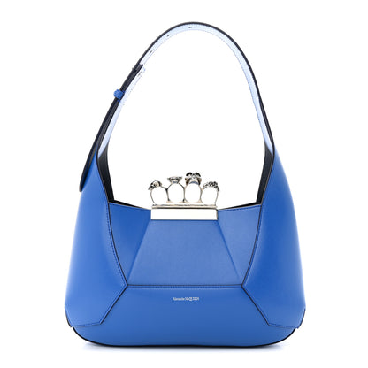 Alexander McQueen Smooth Calfskin Jeweled Hobo Bag Blue 3 of 12