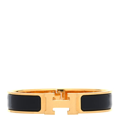 Hermes Enamel Narrow Clic Clac H Bracelet GM Black 1 of 7