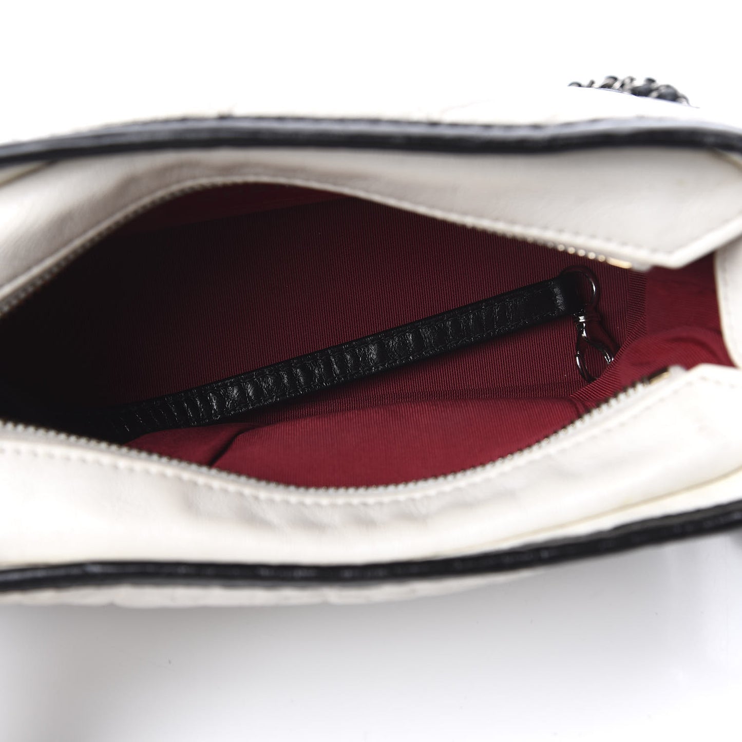 Aged Calfskin Quilted Small Gabrielle Hobo Black White