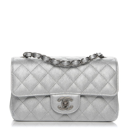 Chanel Metallic Caviar Quilted Mini Rectangular Flap Silver 1 of 8
