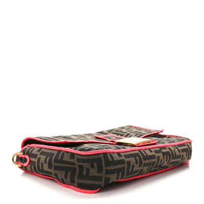Fendi Fabric Jacquard FF 1974 Large Baguette Tobacco Moro Fuxia Fluo 4 of 9
