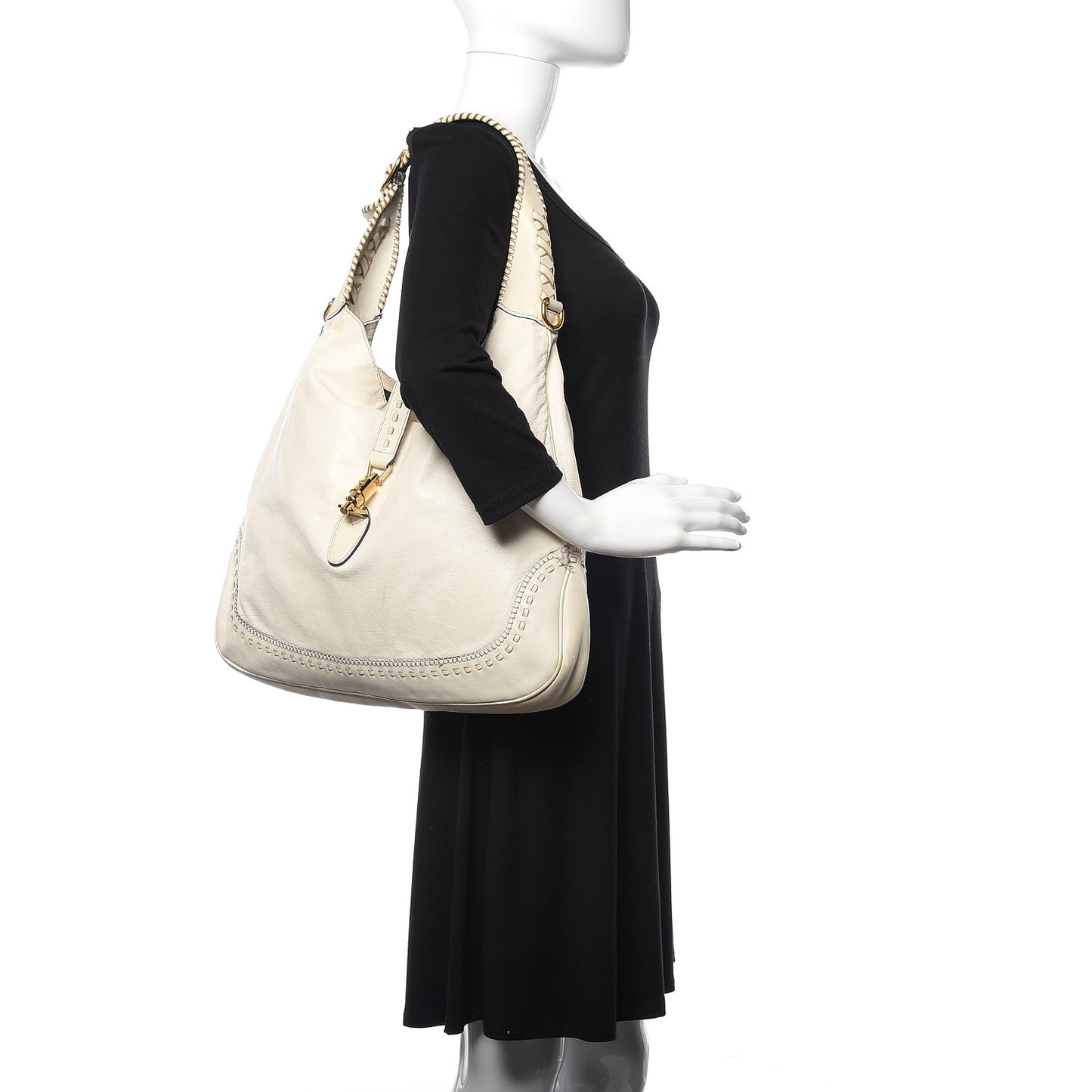 Calfskin Large New Jackie Hobo Off White