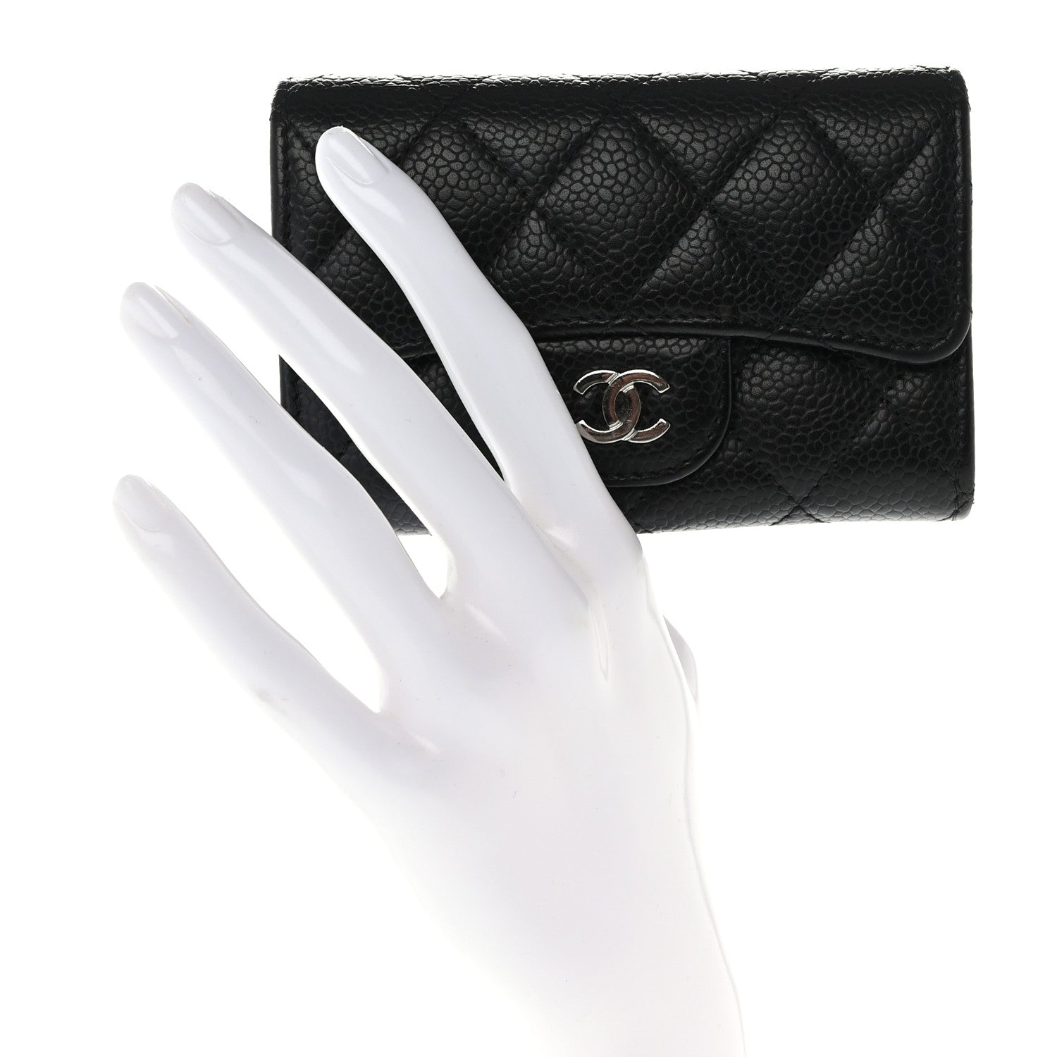 Chanel Caviar Quilted Flap Card Holder Wallet Black 2 of 7
