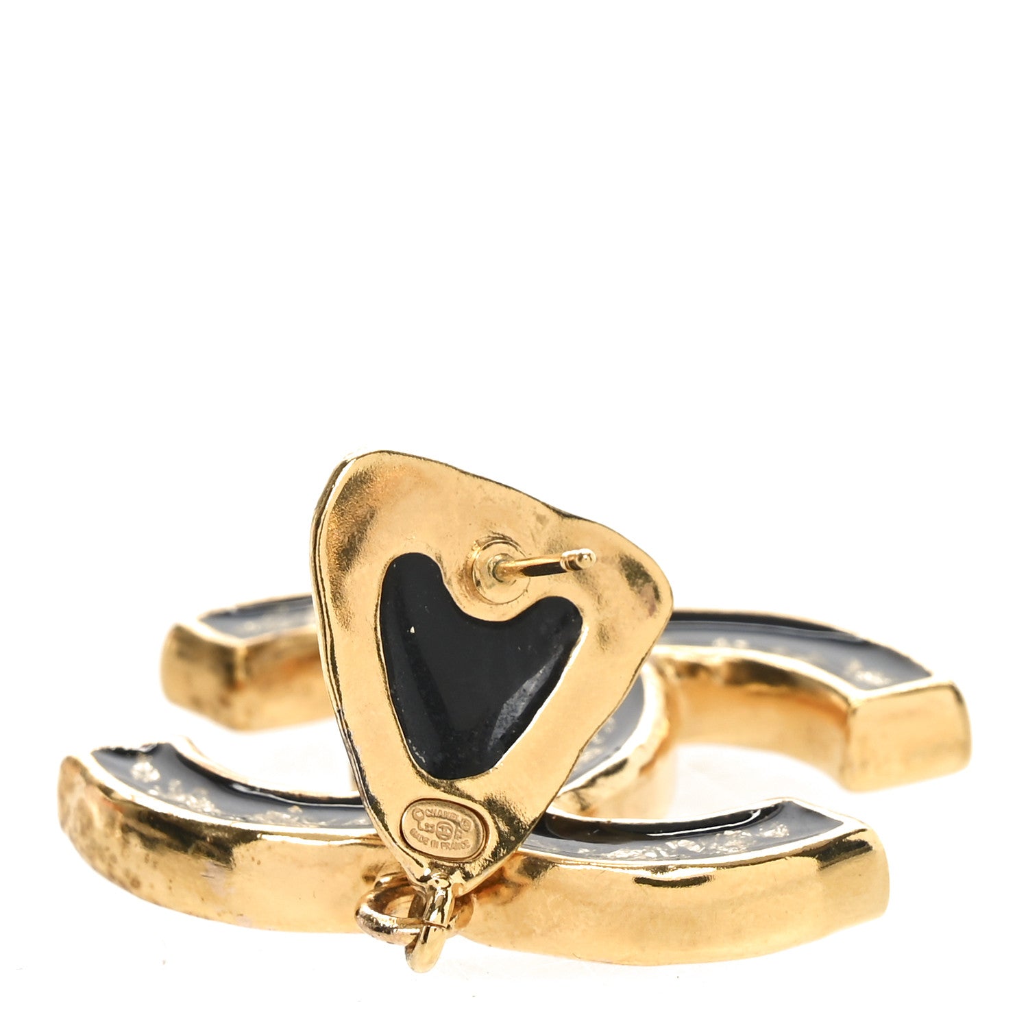 Chanel Resin CC Drop Earrings Gold Black 4 of 4