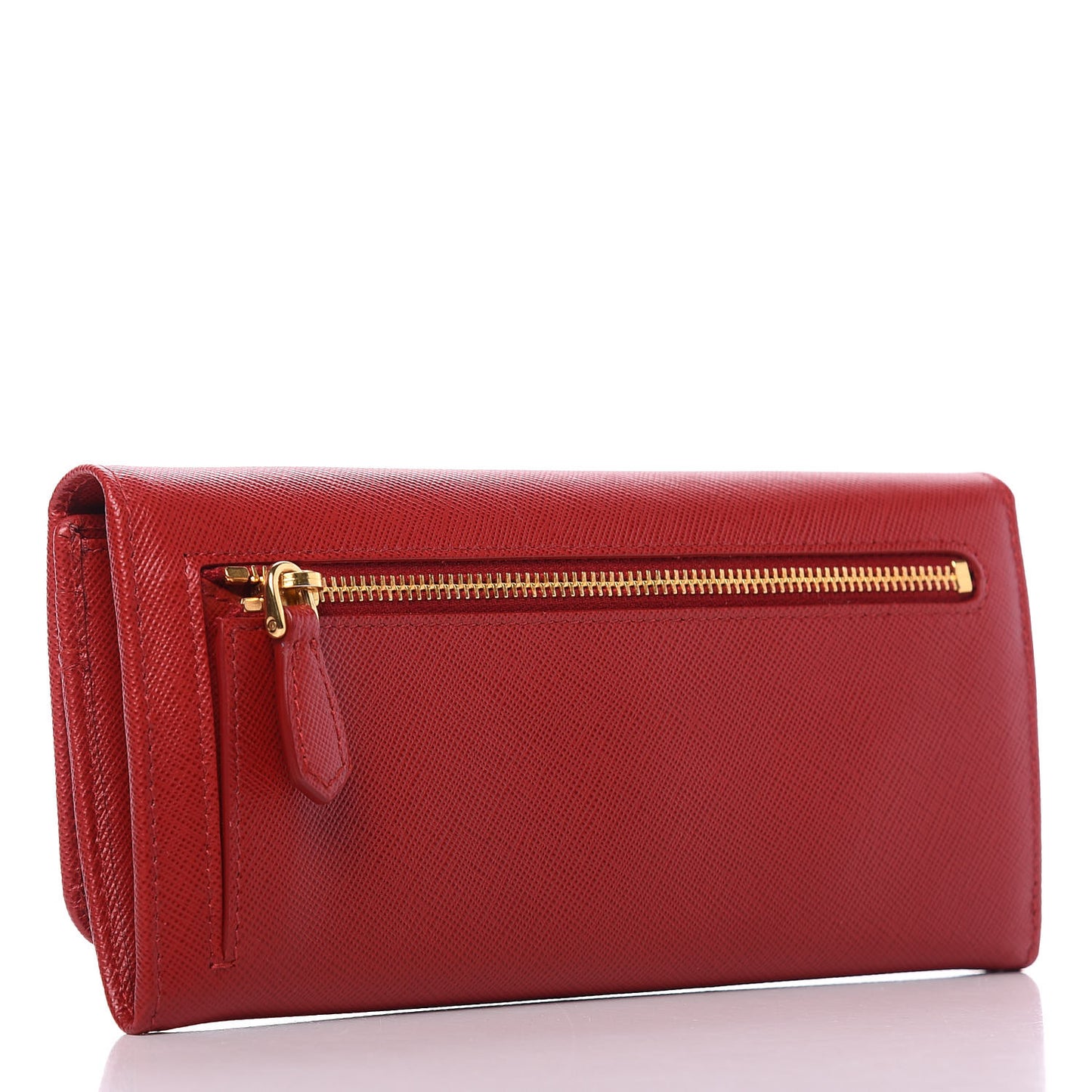 Saffiano Triangle Continental Flap Wallet Fuoco