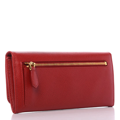 Prada Saffiano Triangle Continental Flap Wallet Fuoco 4 of 10