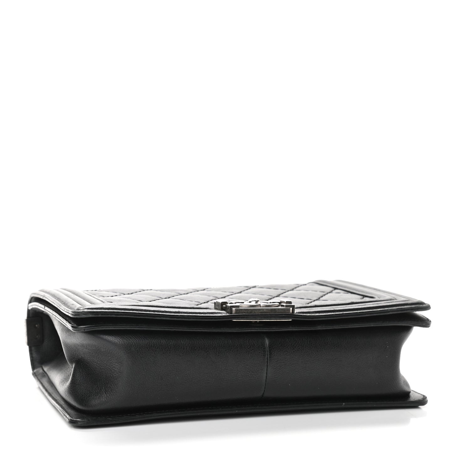 Calfskin Quilted Double Stitch New Medium Boy Flap Black