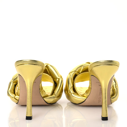 Bottega Veneta Metallic Nappa Maxi Reflection Weave Lido 90mm Mule Sandals 38.5 Gold 5 of 11