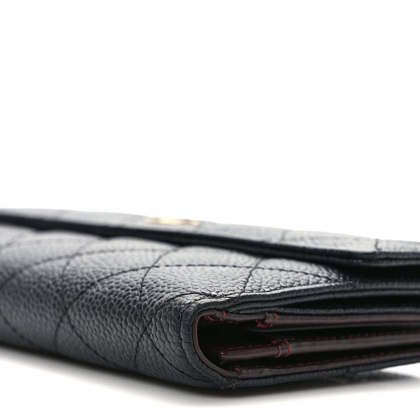 Caviar Quilted Long Flap Wallet Black