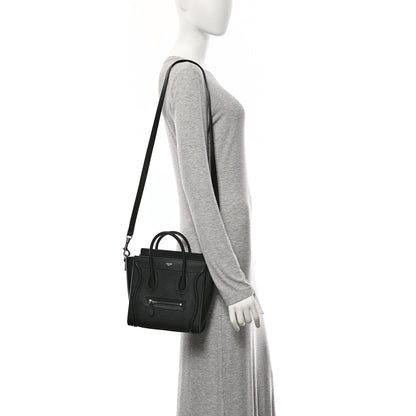 Celine Drummed Calfskin Nano Luggage Black 2 of 11