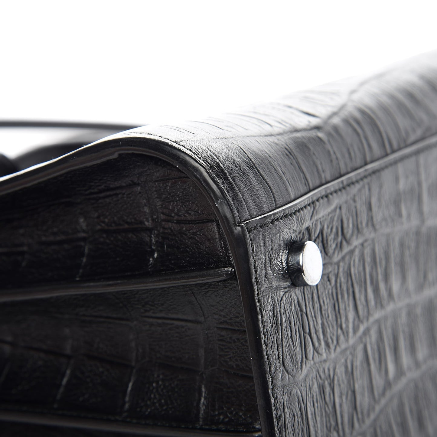 Calfskin Crocodile Embossed Small Sac de Jour Black