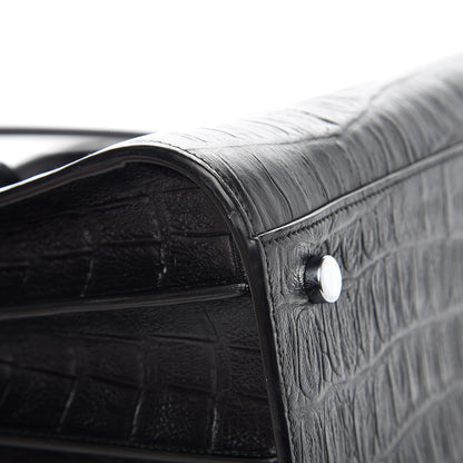 Saint Laurent Calfskin Crocodile Embossed Small Sac de Jour Black 8 of 11