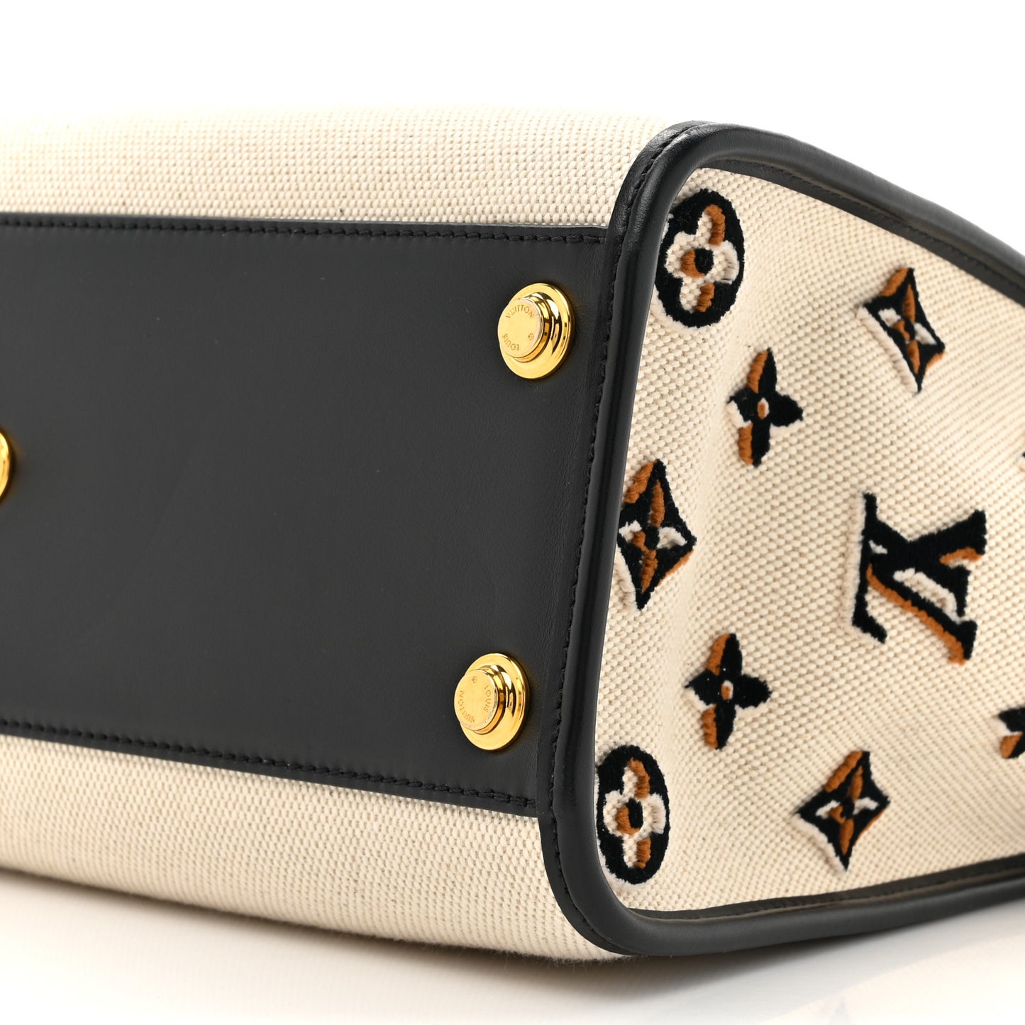 Canvas Calfskin Monogram On My Side MM Black