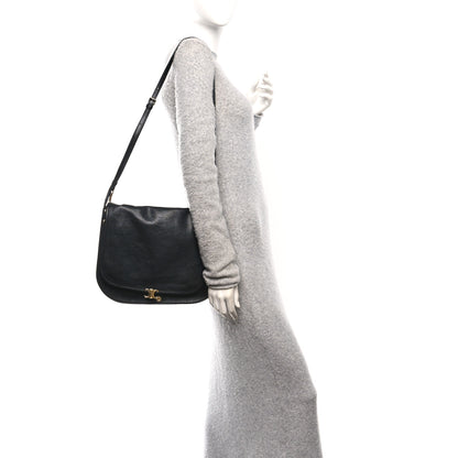 Celine Shiny Lambskin Soft Triomphe Besace Bag Black 2 of 11