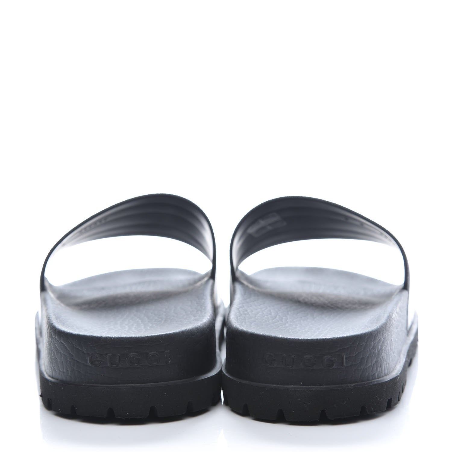 Gucci Rubber Web Mens Lug Sole Slide Sandals 8 Black Green Red 5 of 9