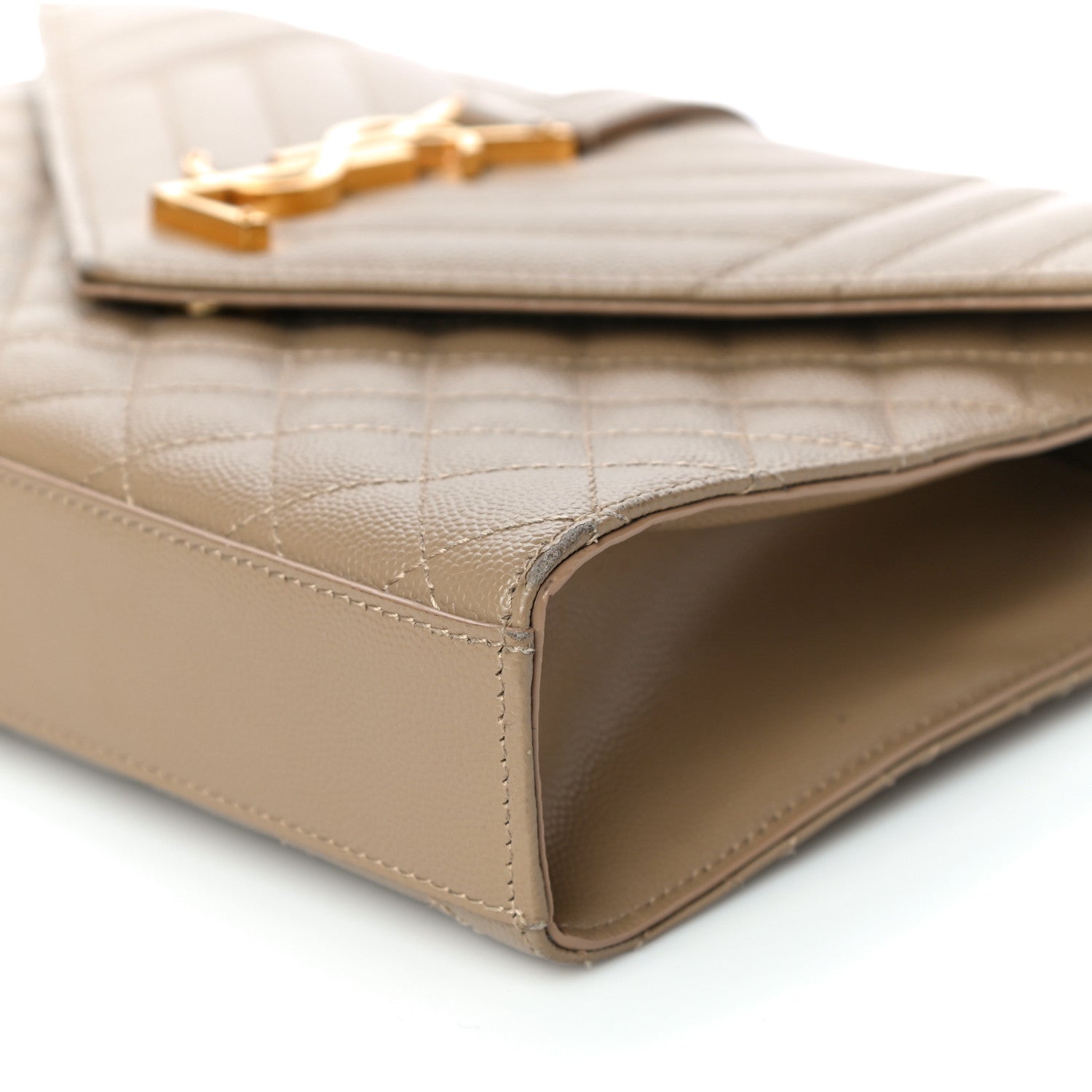 Saint Laurent Grain De Poudre Textured Mixed Matelasse Medium Triquilt Monogram Satchel Dark Beige 9 of 20