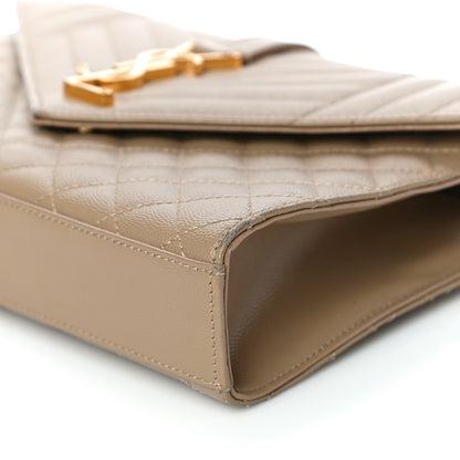 Saint Laurent Grain De Poudre Textured Mixed Matelasse Medium Triquilt Monogram Satchel Dark Beige 9 of 20