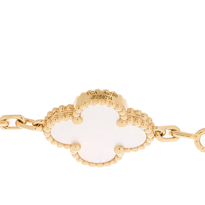 Van Cleef & Arpels 18K Yellow Gold Mother of Pearl 5 Motifs Vintage Alhambra Bracelet 6 of 9