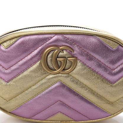 Gucci Metallic Nappa Matelasse Heart GG Marmont Belt Bag 95 38 Oro Vecchio Rosa 10 of 10