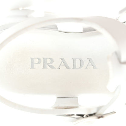 Prada Foam Rubber Metal Triangle Logo Monolith 55mm Cage Sandals 35 White 7 of 11