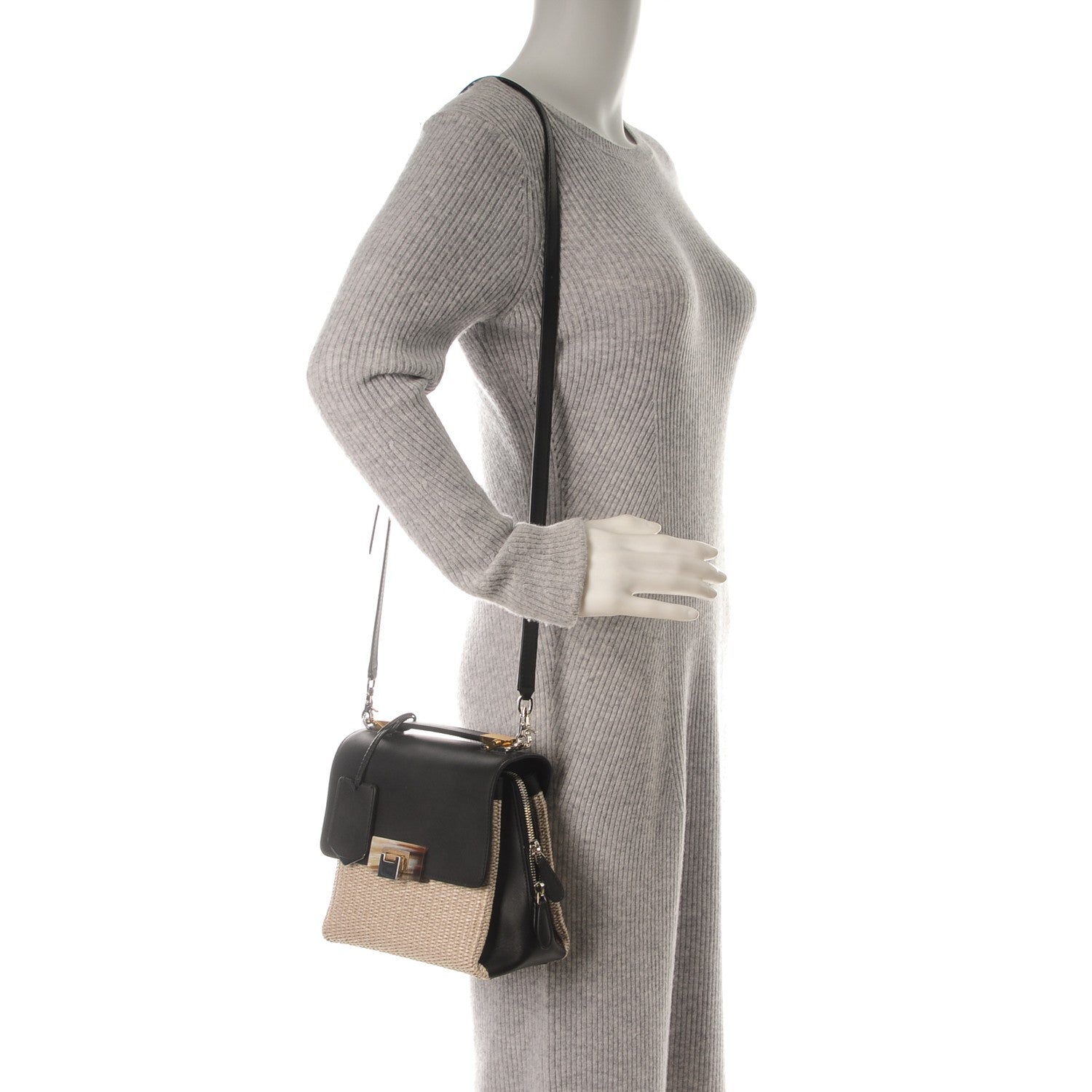 Balenciaga Raffia Calfskin Le Dix Mini Soft Cartable Crossbody Bag Black 2 of 7